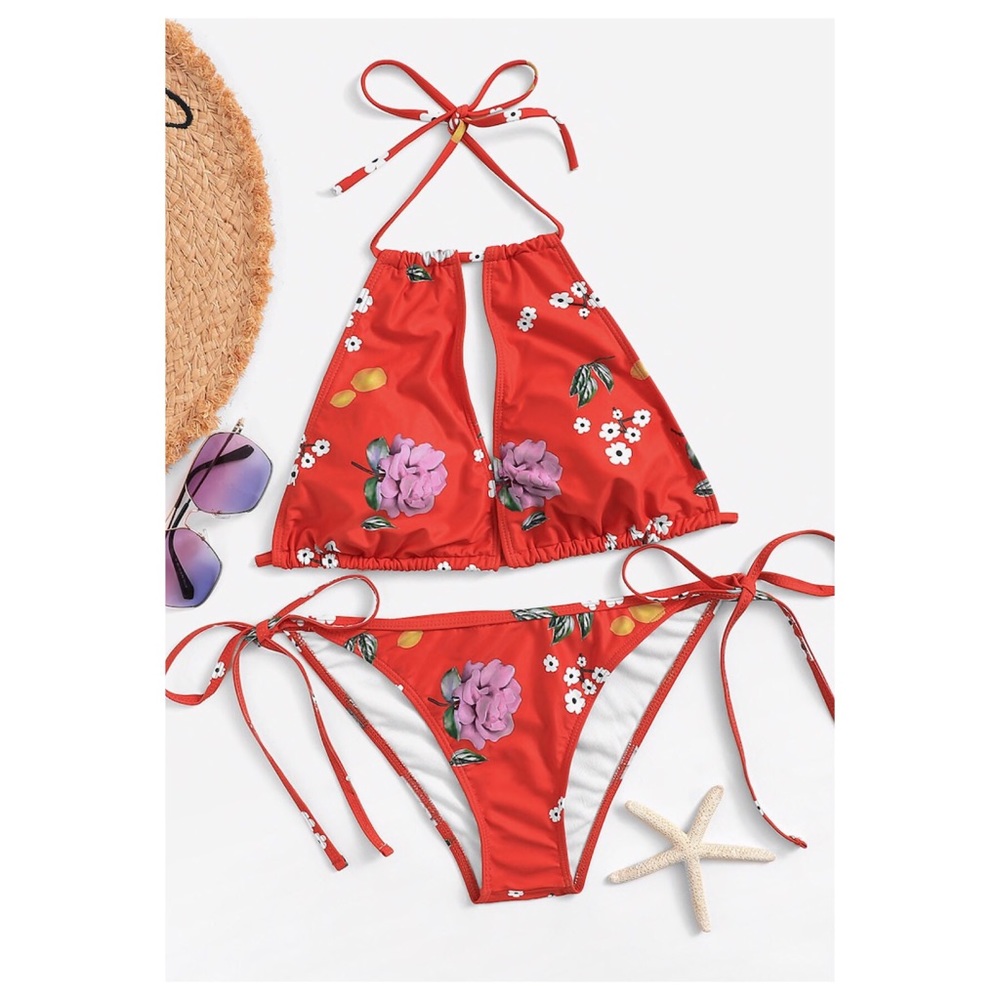Red floral bikini - Picture 8 of 8